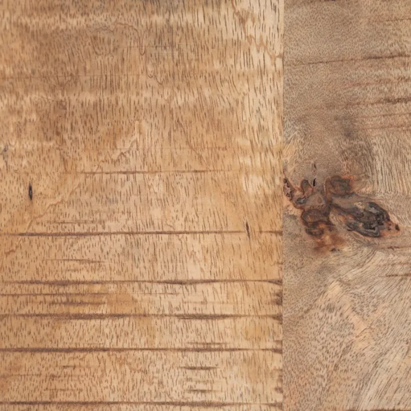 Table à manger LYSANDRA 160 cm en bois brut artisanal et métal noir