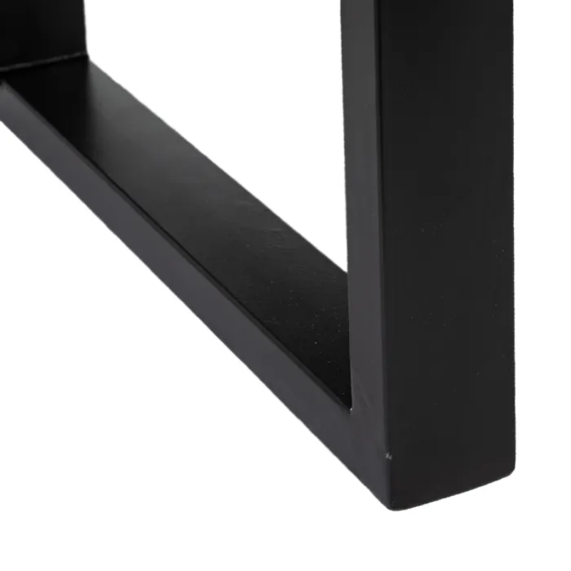 Table à manger LYSANDRA 160 cm en bois brut artisanal et métal noir