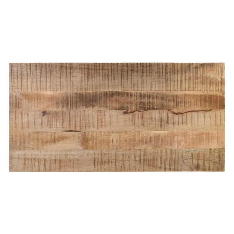 Table à manger LYSANDRA 160 cm en bois brut artisanal et métal noir