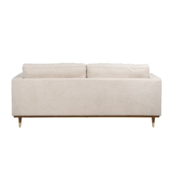 Canapé YSALINE droit 3 places tissu beige avec coussins déco chics