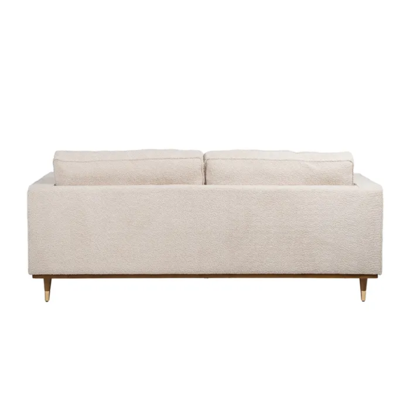 Canapé YSALINE droit 3 places tissu beige avec coussins déco chics