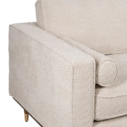 Canapé YSALINE droit 3 places tissu beige avec coussins déco chics