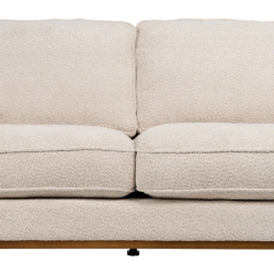 Canapé YSALINE droit 3 places tissu beige avec coussins déco chics