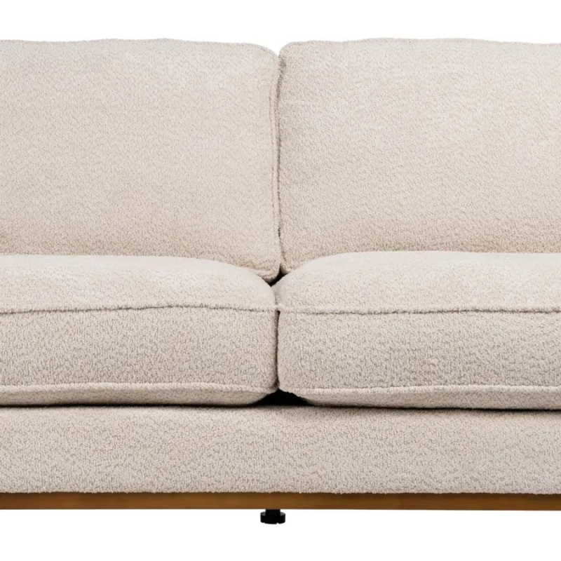 Canapé YSALINE droit 3 places tissu beige avec coussins déco chics
