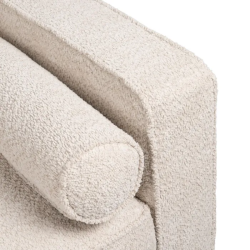 Canapé YSALINE droit 3 places tissu beige avec coussins déco chics