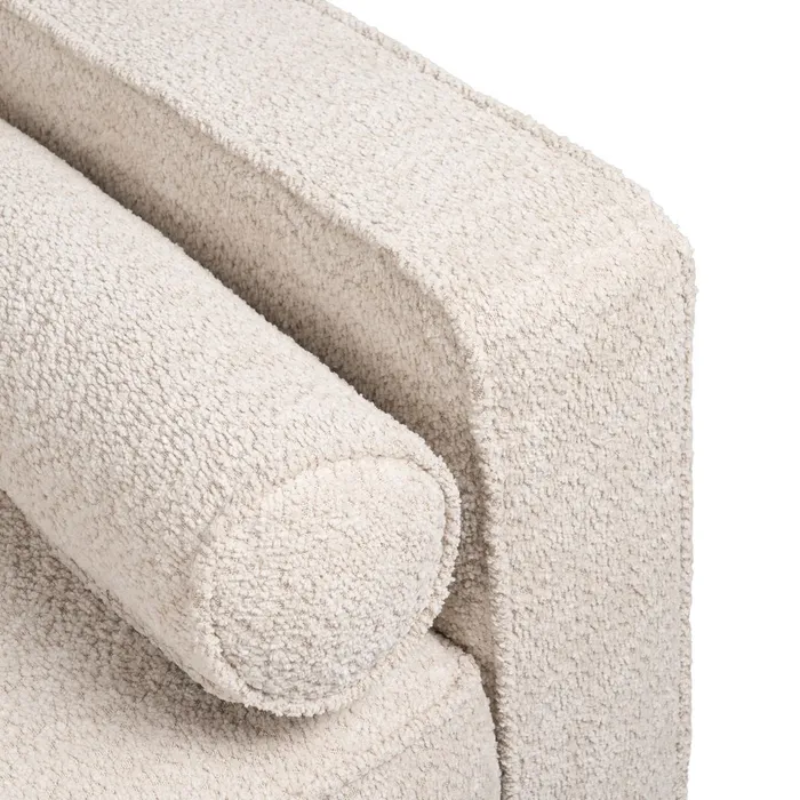 Canapé YSALINE droit 3 places tissu beige avec coussins déco chics