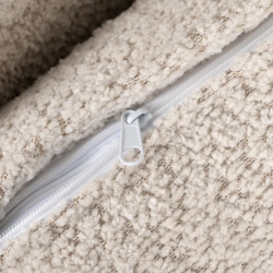 Canapé YSALINE droit 3 places tissu beige avec coussins déco chics