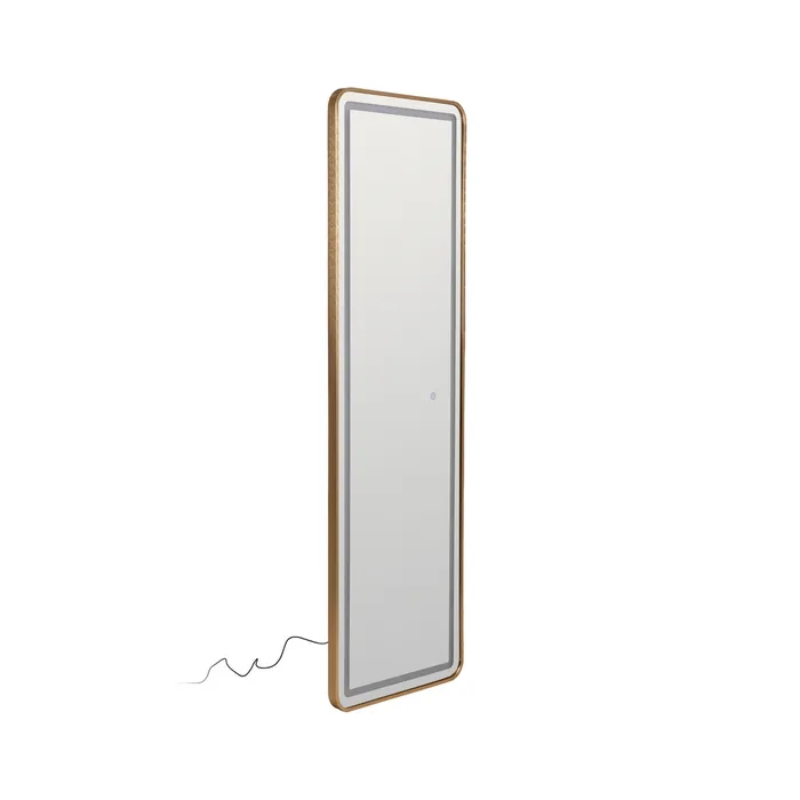 Miroir LED tactile pleine hauteur cadre doré finition luxe FLORELIS
