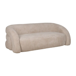 Canapé sculptural galbé en tissu beige texturé 3 places TRELYSIA