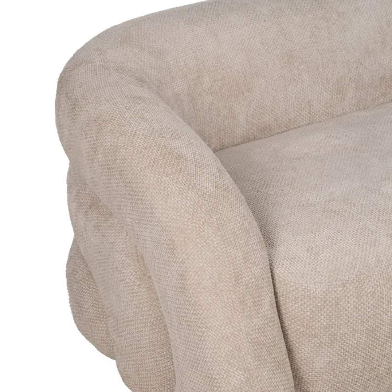 Canapé sculptural galbé en tissu beige texturé 3 places TRELYSIA