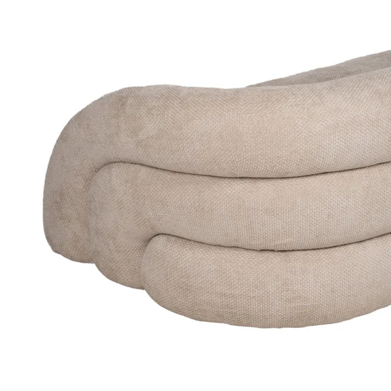Canapé sculptural galbé en tissu beige texturé 3 places TRELYSIA