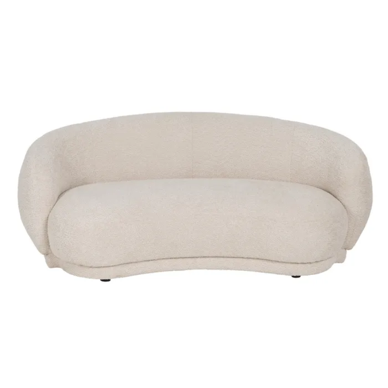Canapé incurvé bouclette couleur beige CYMÉLIA au style cocooning