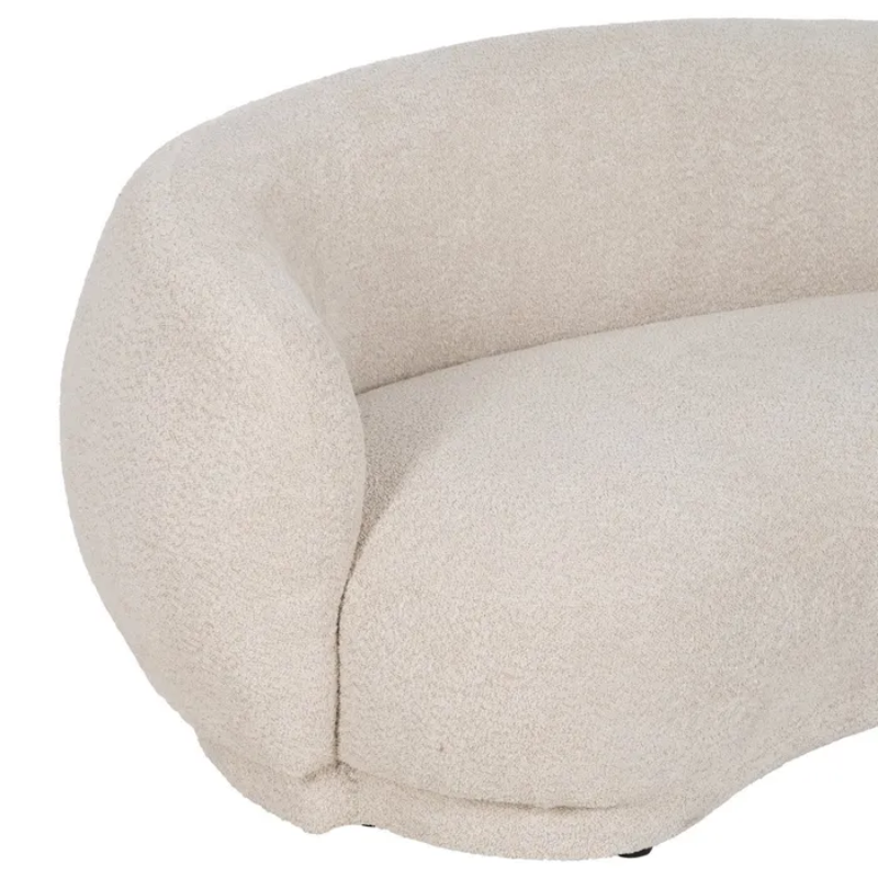 Canapé incurvé bouclette couleur beige CYMÉLIA au style cocooning