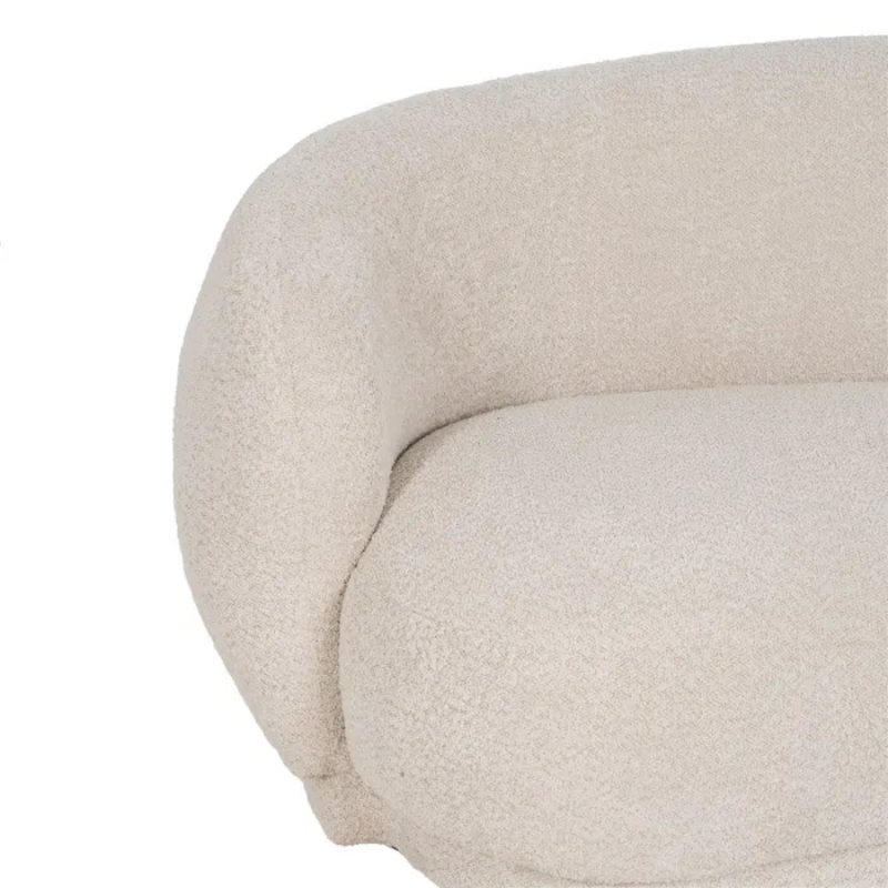 Canapé incurvé bouclette couleur beige CYMÉLIA au style cocooning