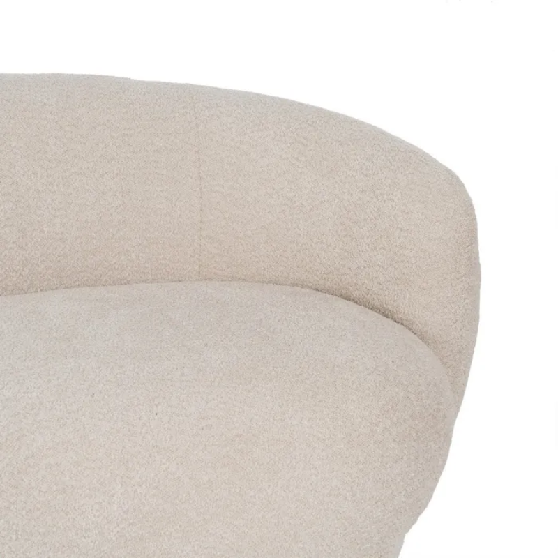 Canapé incurvé bouclette couleur beige CYMÉLIA au style cocooning