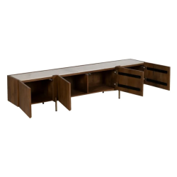 Meuble TV avec plateau en marbre et en bois d'acacia 200 cm THERIS