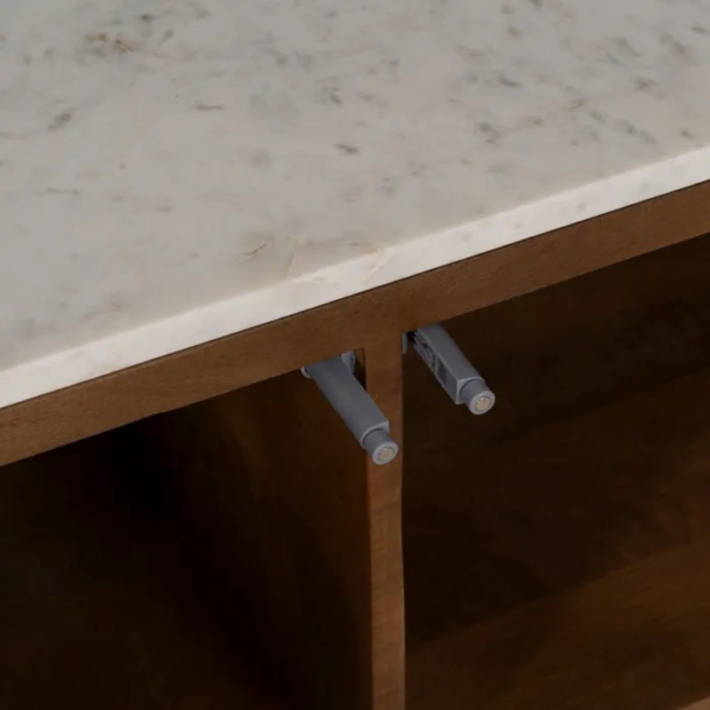 Meuble TV avec plateau en marbre et en bois d'acacia 200 cm THERIS