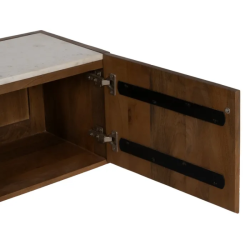 Meuble TV avec plateau en marbre et en bois d'acacia 200 cm THERIS
