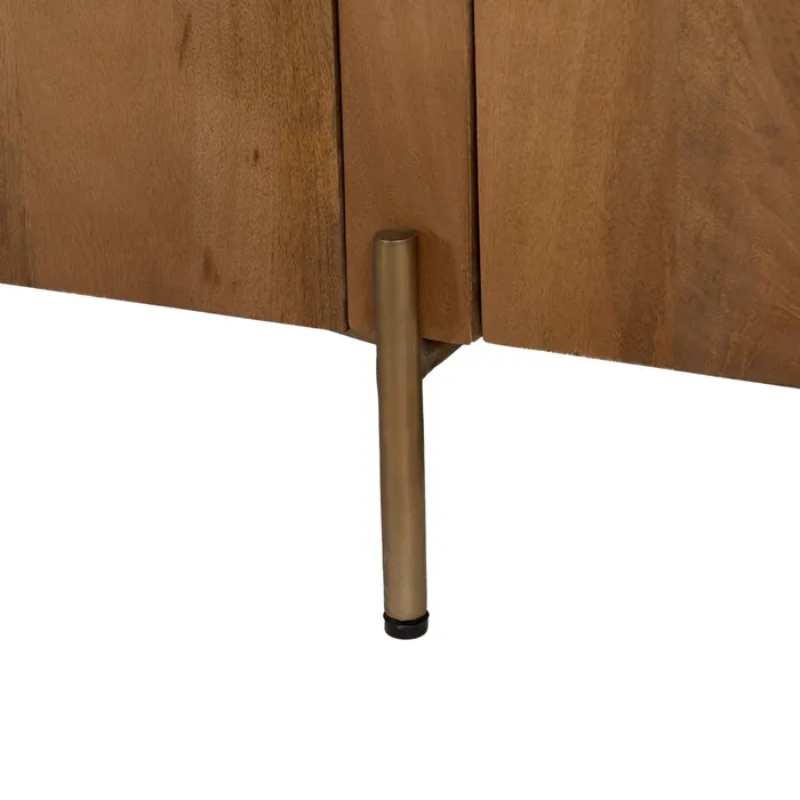 Meuble TV avec plateau en marbre et en bois d'acacia 200 cm THERIS