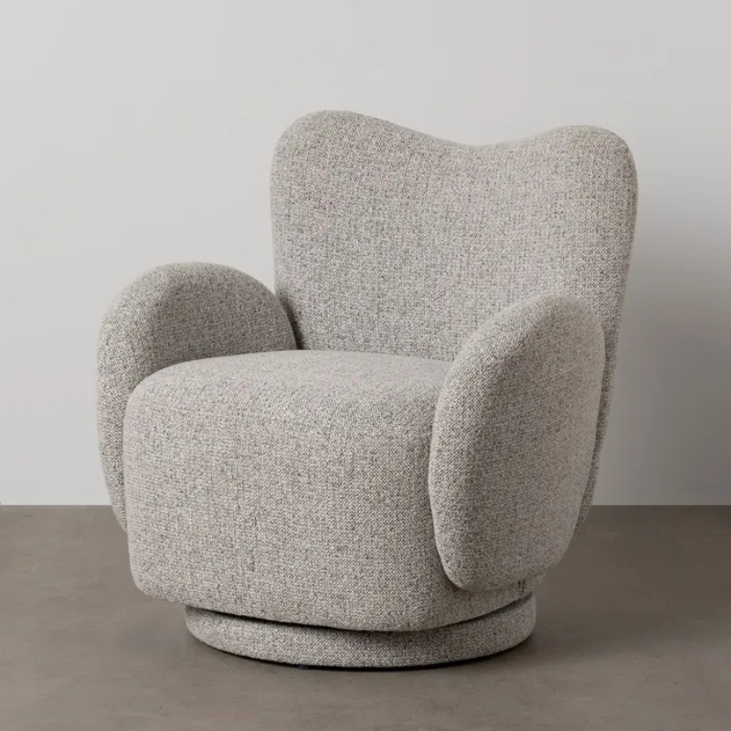 Fauteuil marbré couleur beige pivotant rondeur cosy design IRIDELLE
