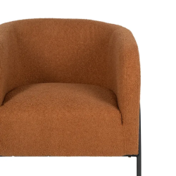 Fauteuil bouclé terracotta métal noir design chaleureux DREFALIA