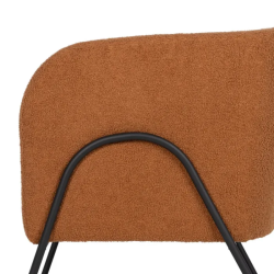 Fauteuil bouclé terracotta métal noir design chaleureux DREFALIA