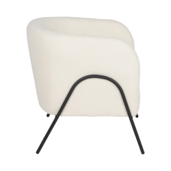 Fauteuil bouclé blanc structure tubulaire noire esprit loft DREFALIA