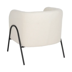 Fauteuil bouclé blanc structure tubulaire noire esprit loft DREFALIA