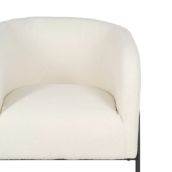 Fauteuil bouclé blanc structure tubulaire noire esprit loft DREFALIA