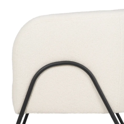 Fauteuil bouclé blanc structure tubulaire noire esprit loft DREFALIA