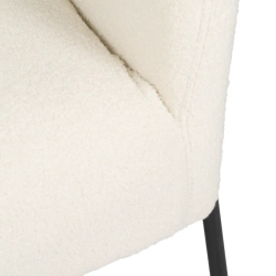 Fauteuil bouclé blanc structure tubulaire noire esprit loft DREFALIA