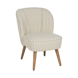 Fauteuil rayures vert sauge bois hévéa confort doux design CELARINE