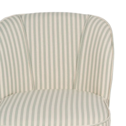 Fauteuil rayures vert sauge bois hévéa confort doux design CELARINE