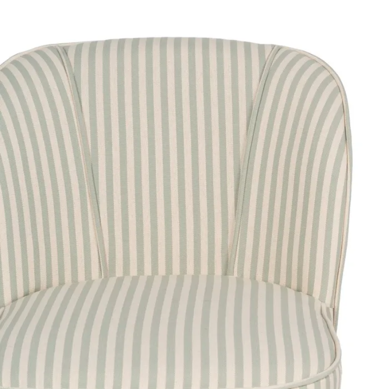 Fauteuil rayures vert sauge bois hévéa confort doux design CELARINE