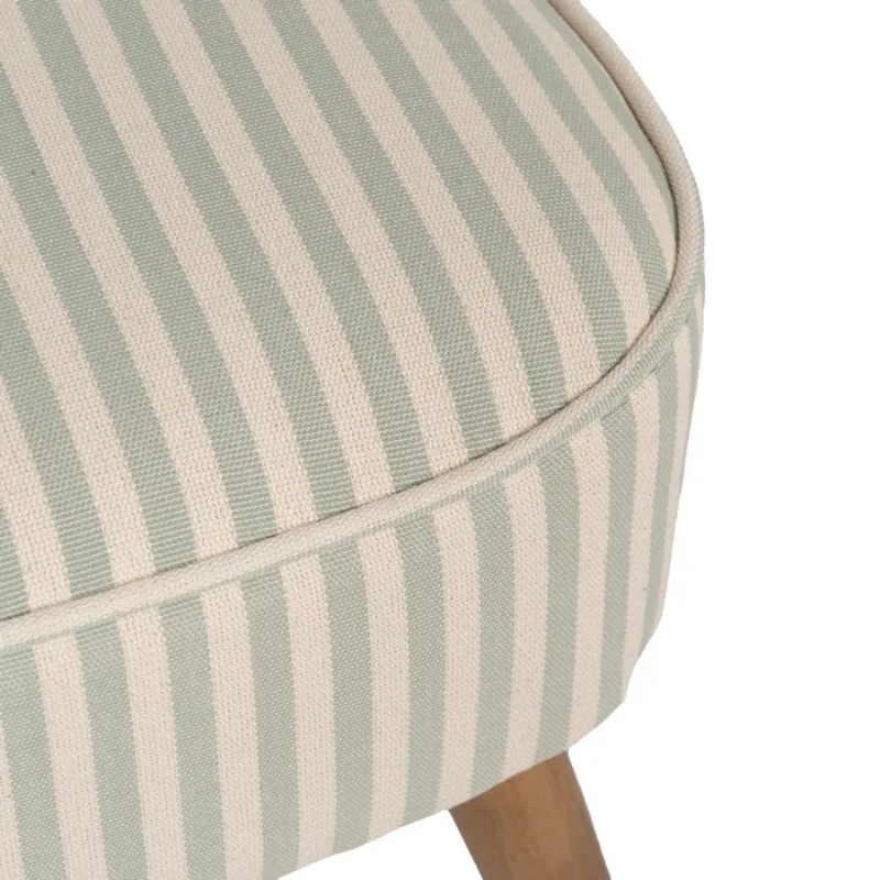 Fauteuil rayures vert sauge bois hévéa confort doux design CELARINE