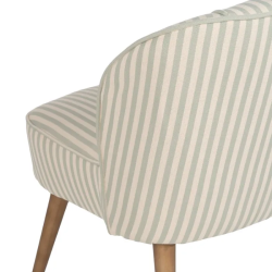 Fauteuil rayures vert sauge bois hévéa confort doux design CELARINE