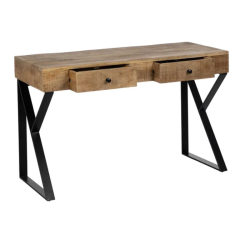 Bureau bois manguier pieds métal noir style loft élégant FLORENSIS