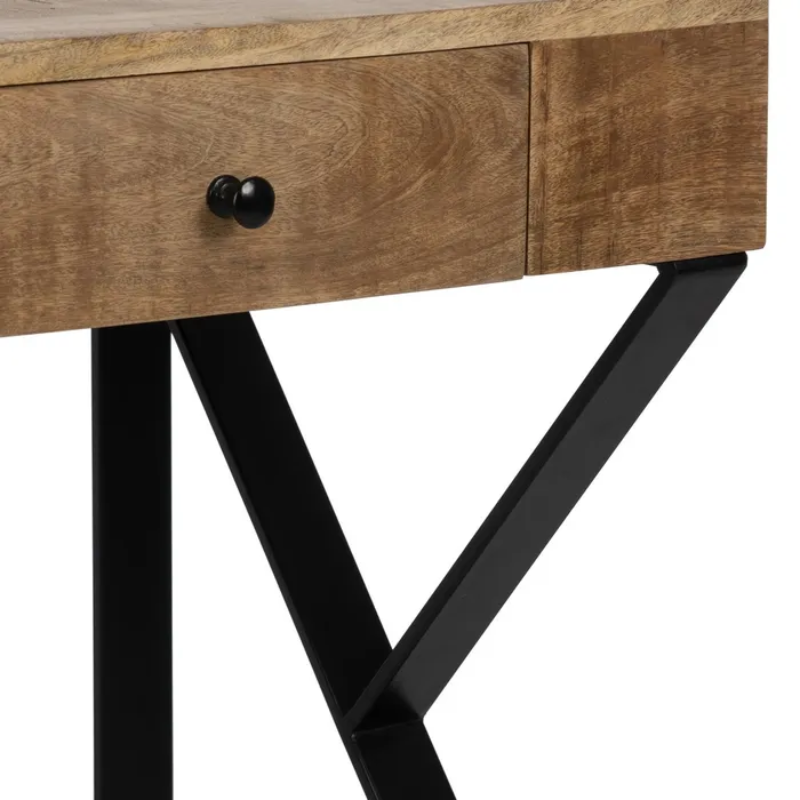 Bureau bois manguier pieds métal noir style loft élégant FLORENSIS