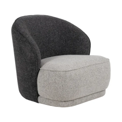 Fauteuil en tissu bicolore gris clair et foncé confortable TRIVANA
