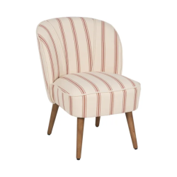 Fauteuil rayures terracotta bois hévéa style rétro cosy chic CELARINE
