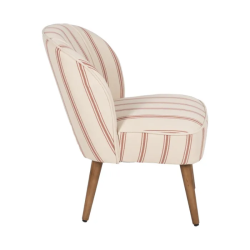 Fauteuil rayures terracotta bois hévéa style rétro cosy chic CELARINE