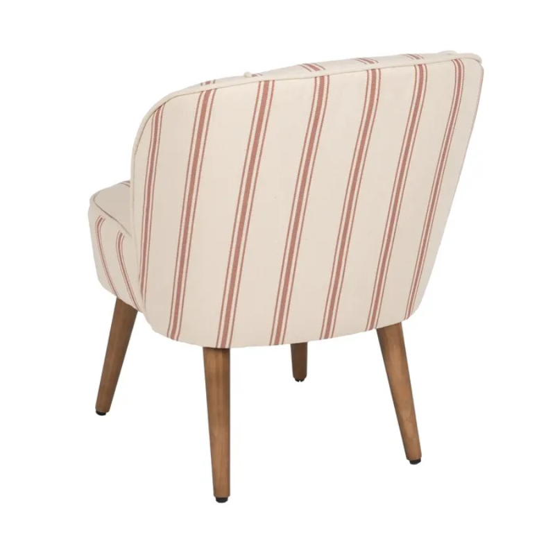 Fauteuil rayures terracotta bois hévéa style rétro cosy chic CELARINE