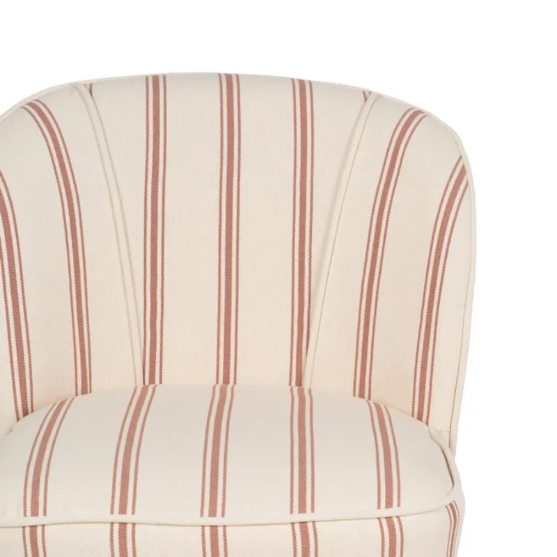 Fauteuil rayures terracotta bois hévéa style rétro cosy chic CELARINE