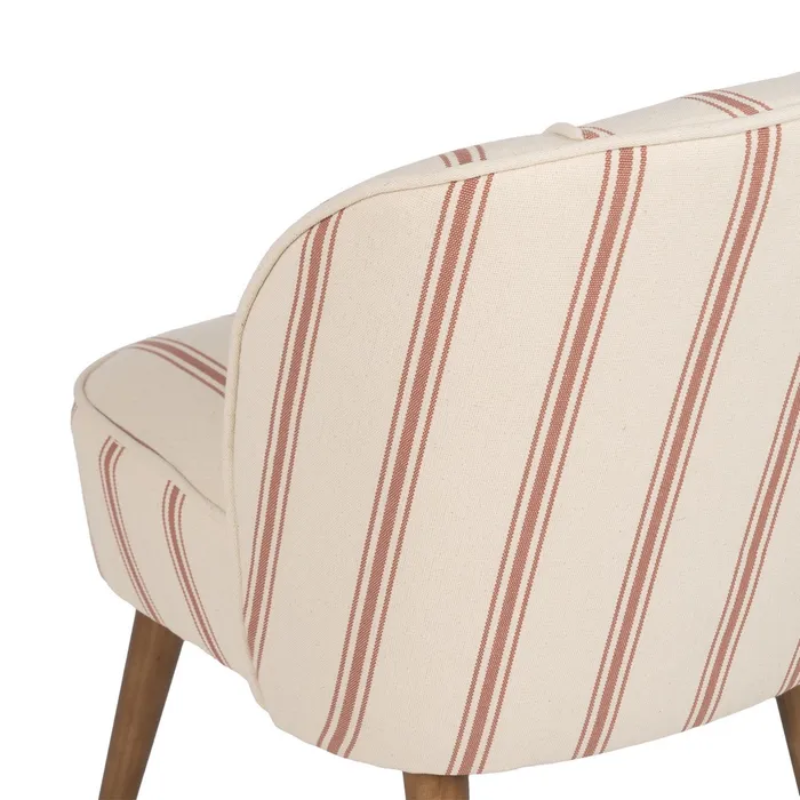 Fauteuil rayures terracotta bois hévéa style rétro cosy chic CELARINE