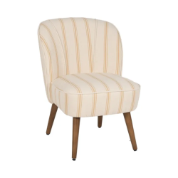 Fauteuil rayures miel bois hévéa confort café rétro élégant CELARINE