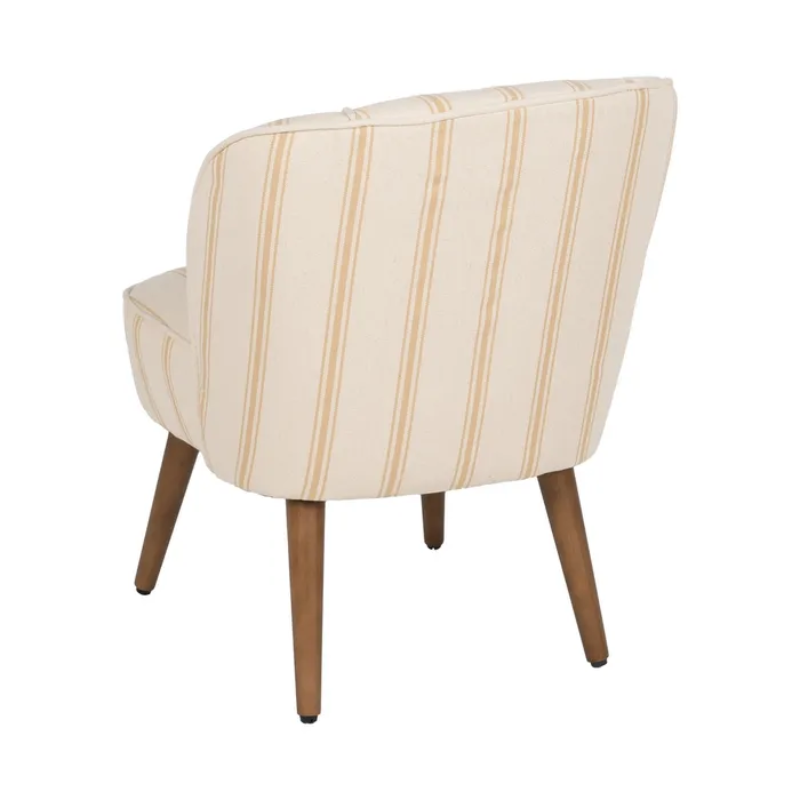 Fauteuil rayures miel bois hévéa confort café rétro élégant CELARINE