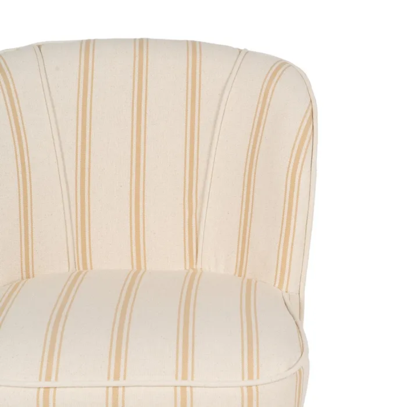 Fauteuil rayures miel bois hévéa confort café rétro élégant CELARINE