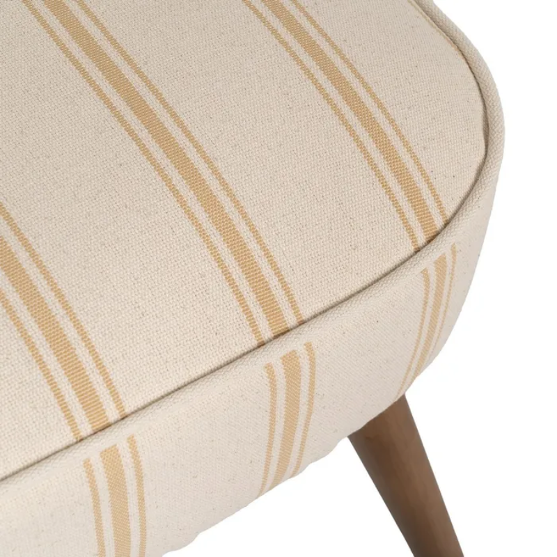 Fauteuil rayures miel bois hévéa confort café rétro élégant CELARINE