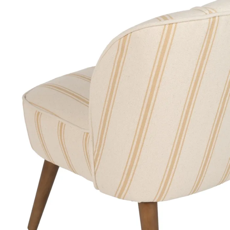 Fauteuil rayures miel bois hévéa confort café rétro élégant CELARINE