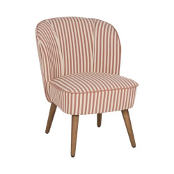 Fauteuil rayures terracotta bois hévéa confort vintage chic CELARINE